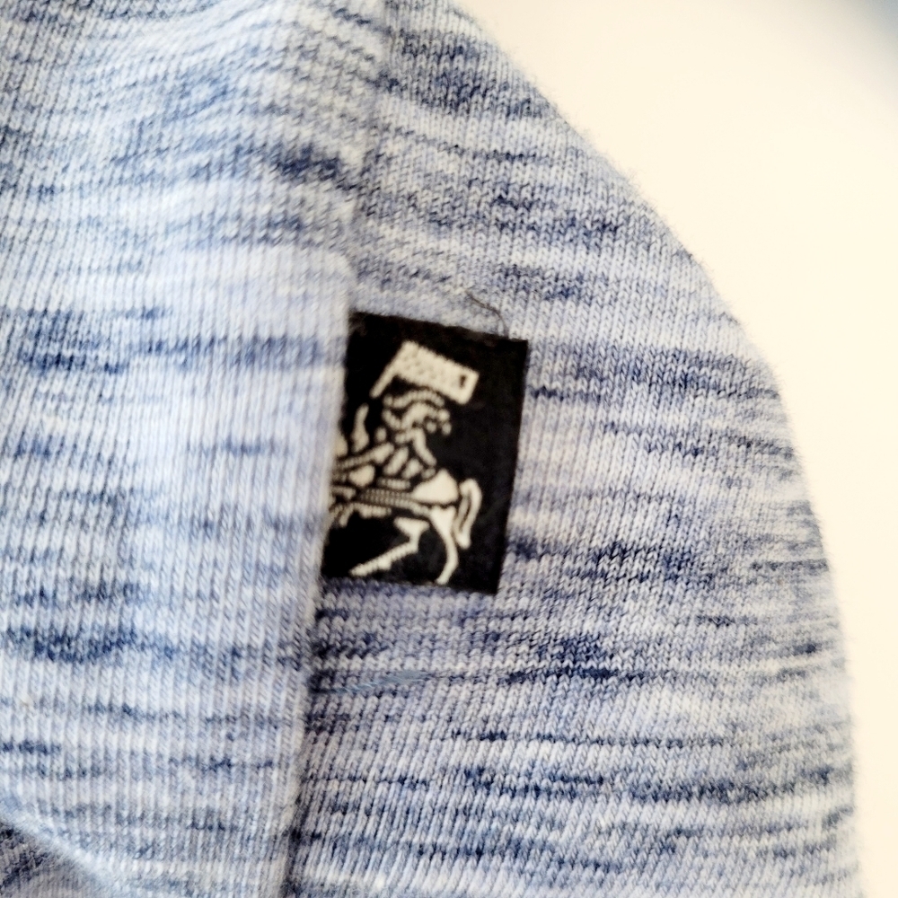 Ferruche Blue Heathered Cotton Blend V Neck‎ T Shirt - Picture 7 of 9